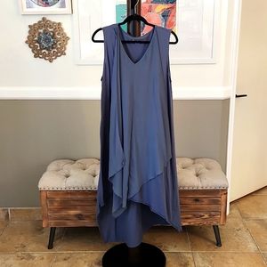 Soft Surroundings Blue Chiffon Drap Dress, Size XL